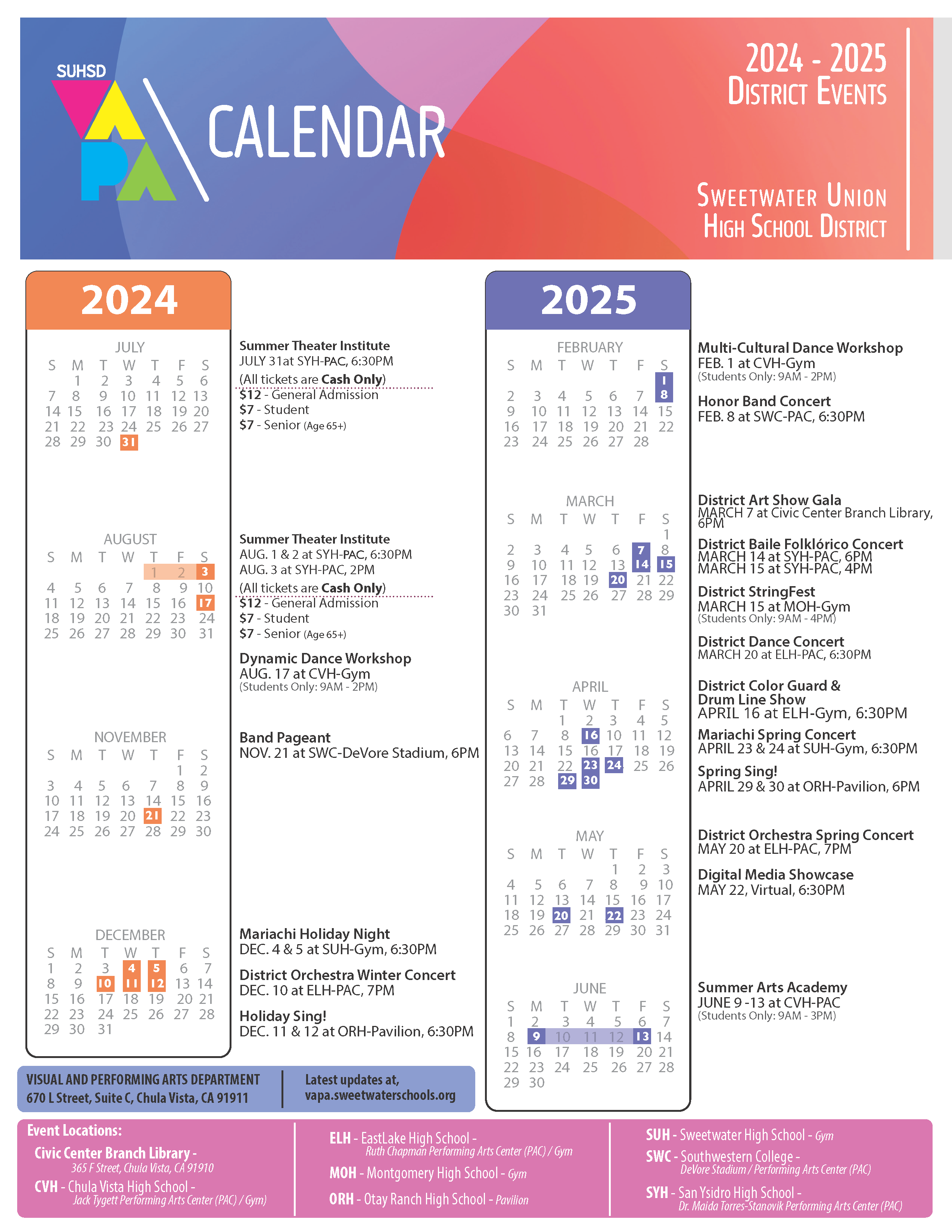 VAPA Calendar 2024-2025