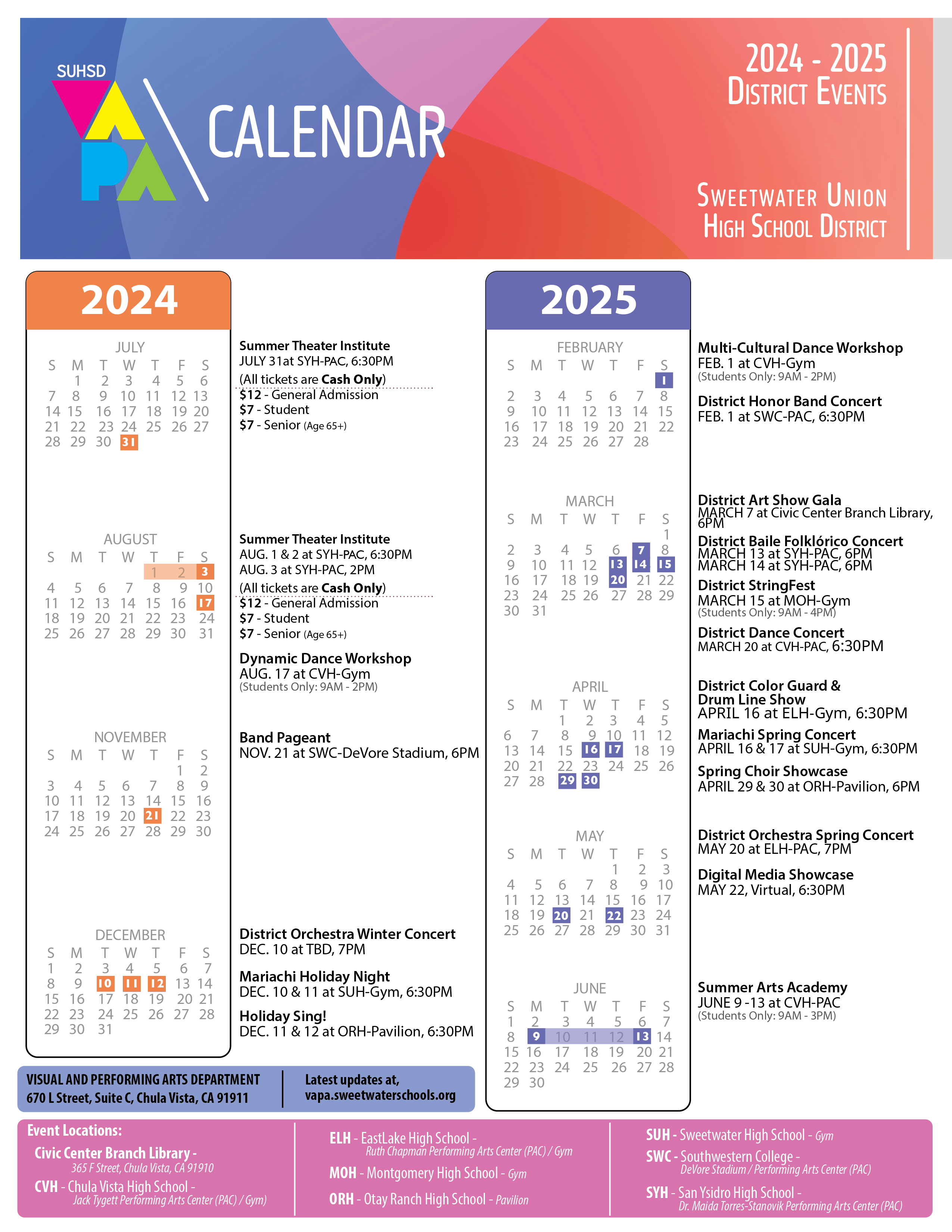 VAPA Calendar 2024-2025