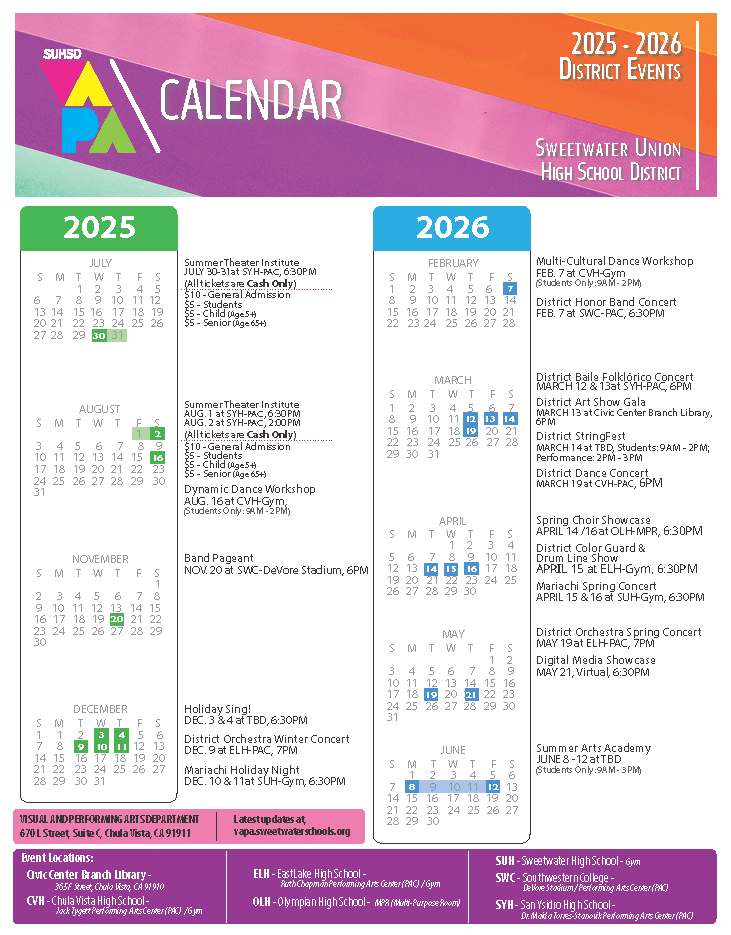 Image of 2025 VAPA Calendar of Events
