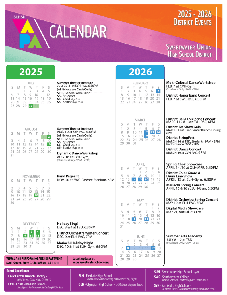 Image of 2025 VAPA Calendar of Events